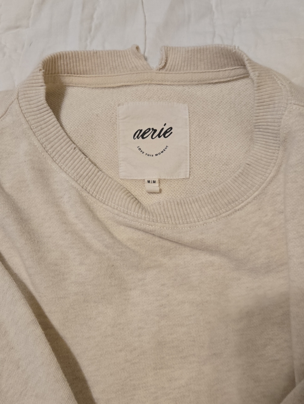 aerie Soft Cream Scoop Neck Sweater Oversized Medium